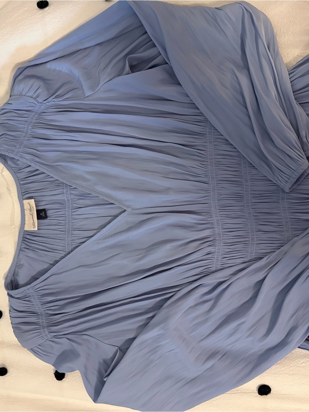 Universal Thread Blue Ruched V-Neck Blouse Size M